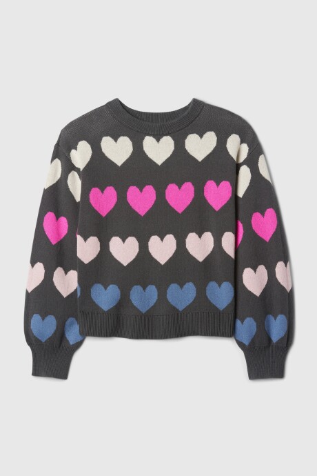 Buzo Intarsia Niña Multi Hearts Grey