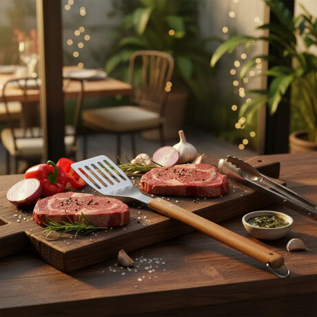 Espátula Perforada Para Parrilla Parrillero 45cm Acero Inox Natural