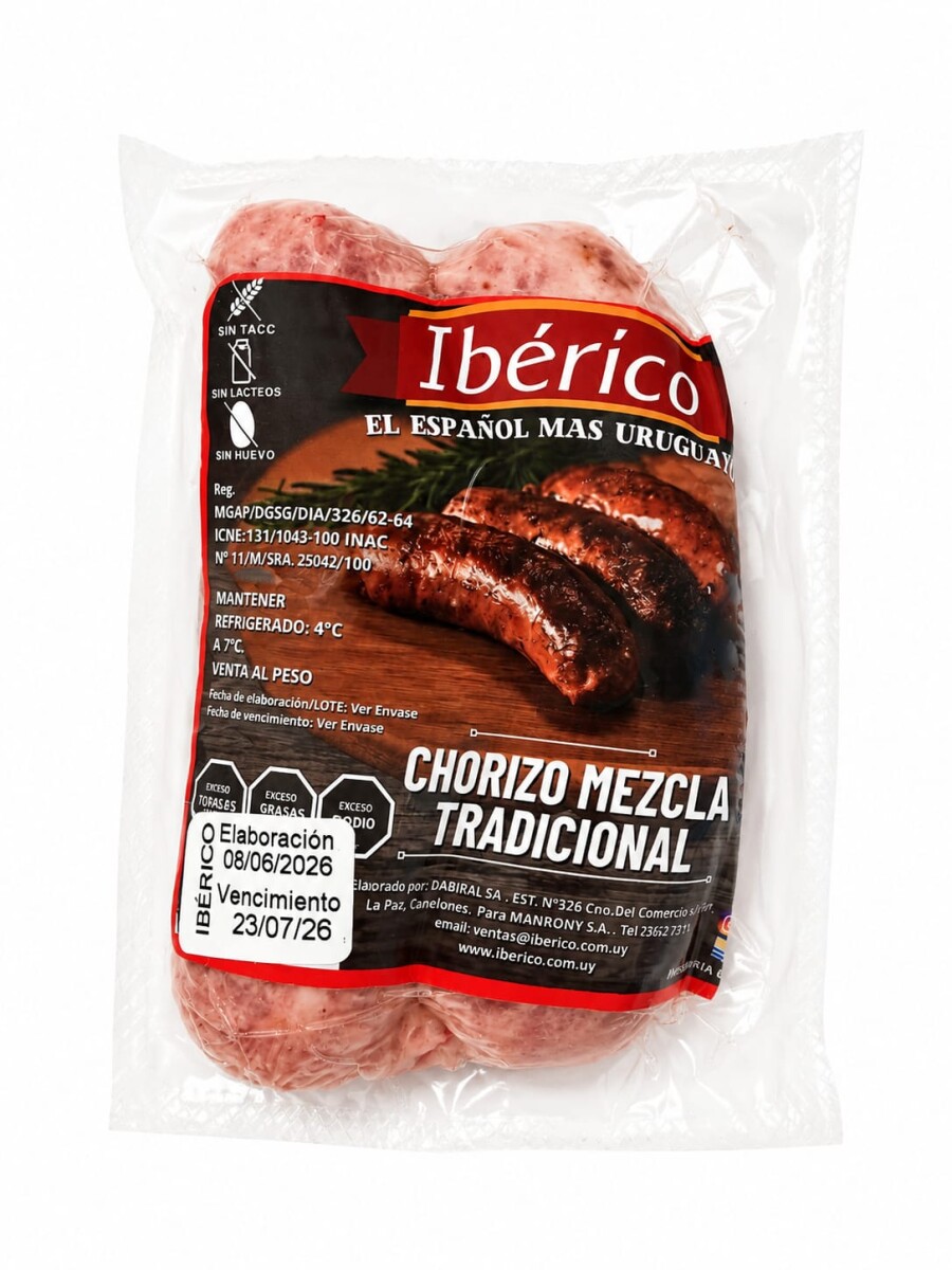 Chorizo parrillero envasado crudo x2 IBÉRICO 