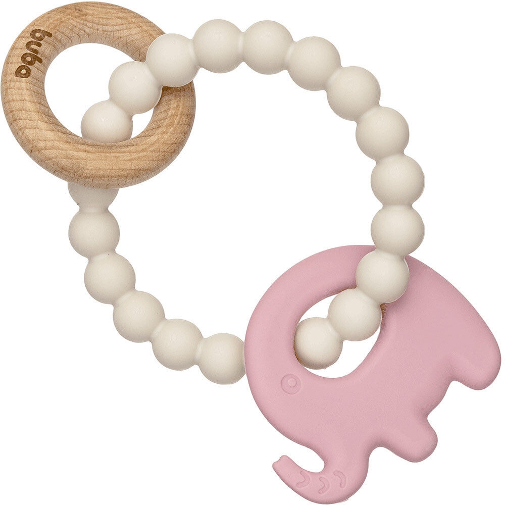 Mordillo Elefante bambu y silicona BUBA rosa