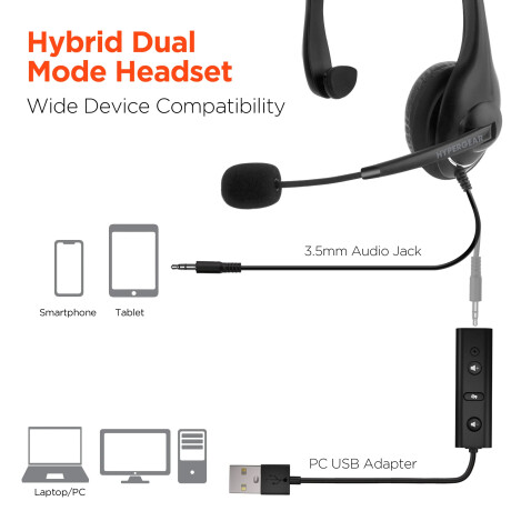 Hypergear - Auriculares Cableados Profesionales V100 Office - 3,5MM / Adaptador Usb. 001