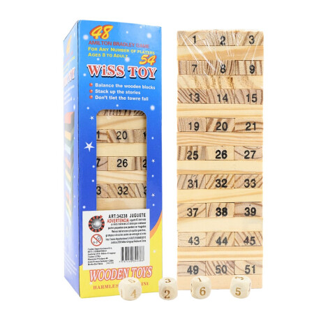 Juego de mesa torre de ladrillos de madera + 4 dados Juego de mesa torre de ladrillos de madera + 4 dados