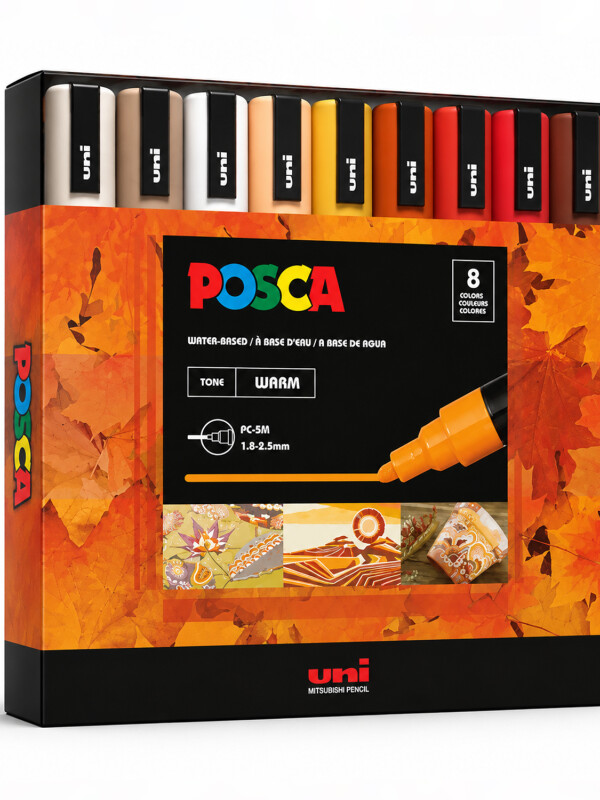 MARCADOR UNI POSCA 2.5 MM X8 COLORES CALIDOS N/A