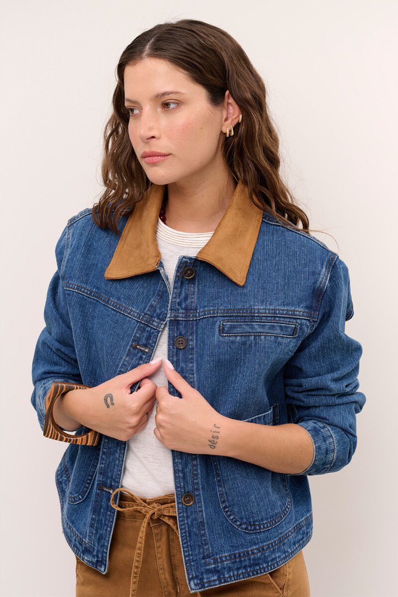 CHAQUETA JEAN CUELLO CAMEL