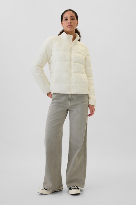 Campera Puffer Logo Gap Mujer Ivory Frost