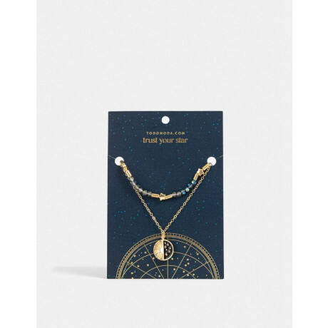 Collar Con Dije Medio Sol Media Luna Estrellas ''trust Your Star'' Dorado