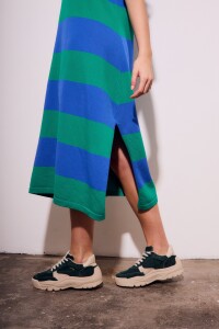 Vestido Tejido Rayado Verde
