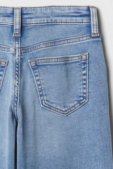 Jean Wide Tiro Alto Niña Light Wash