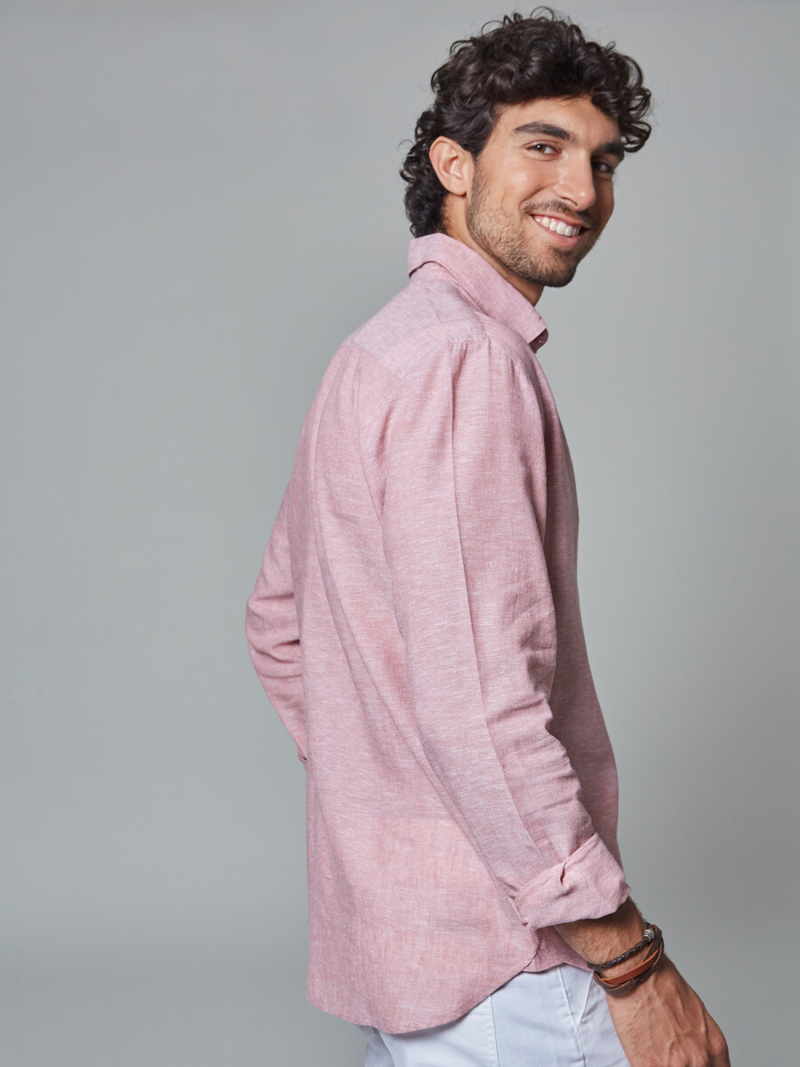 Camisa lino lisa - rosado 