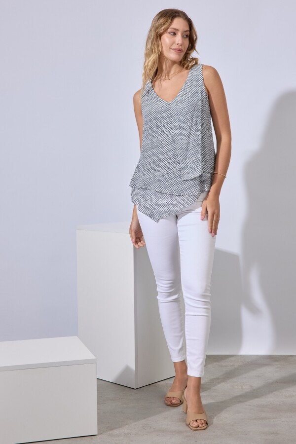 Blusa Capas Printed AZUL/BLANCO