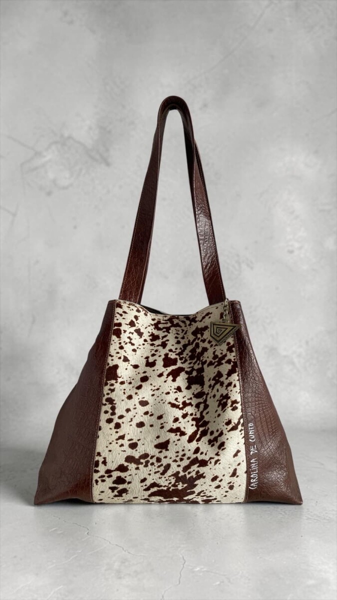 Cartera TRIVA Multifunción Marrón Con Pelo Linea Ottenta Basic 
