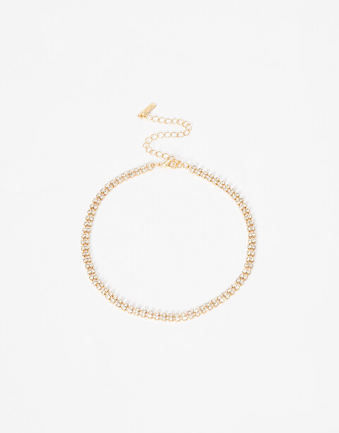 Collares Cortos Strass Collar Corto De Strass - Dorado