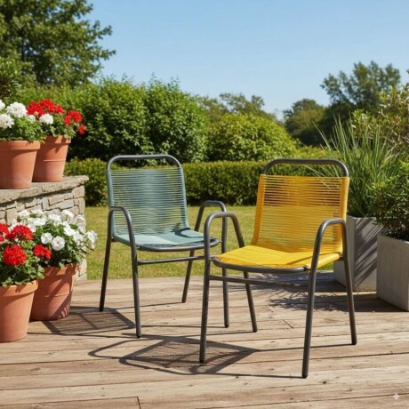 Silla De Jardín Simil Ratan Amarilla 4645 Silla De Jardín Simil Ratan Amarilla 4645
