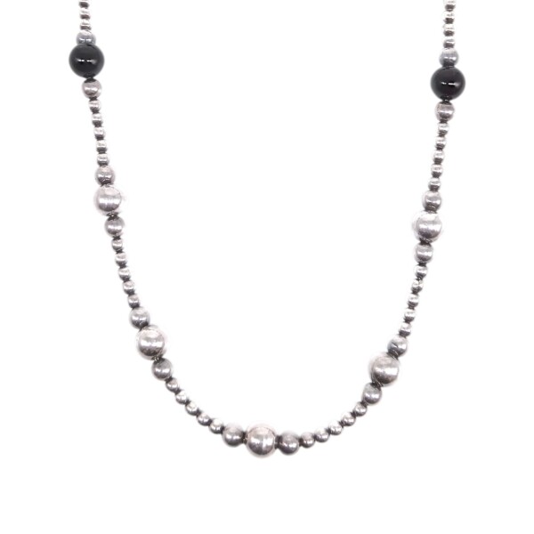 Cadena bolitas varias -Plata 925 - onix -CD5086 conpiedra
