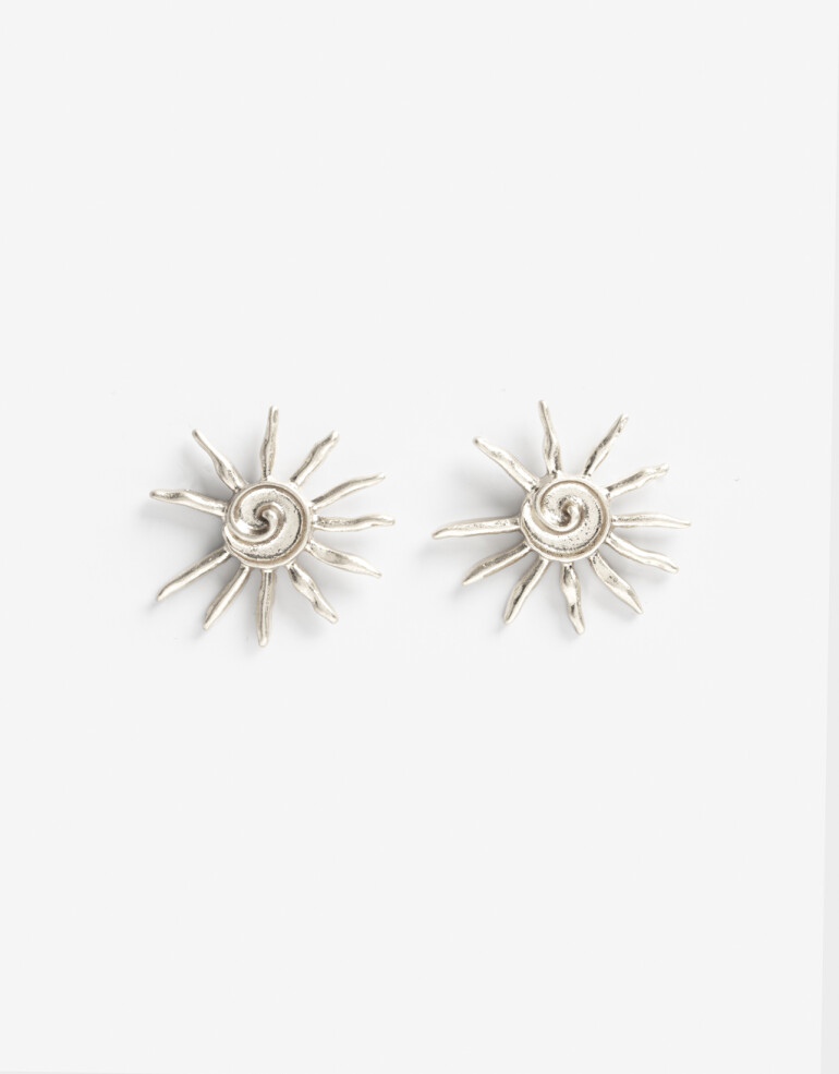 Aros Pasantes Metal Aros Maxi Pasantes Sol - Plateado Plata Cepillada Mate