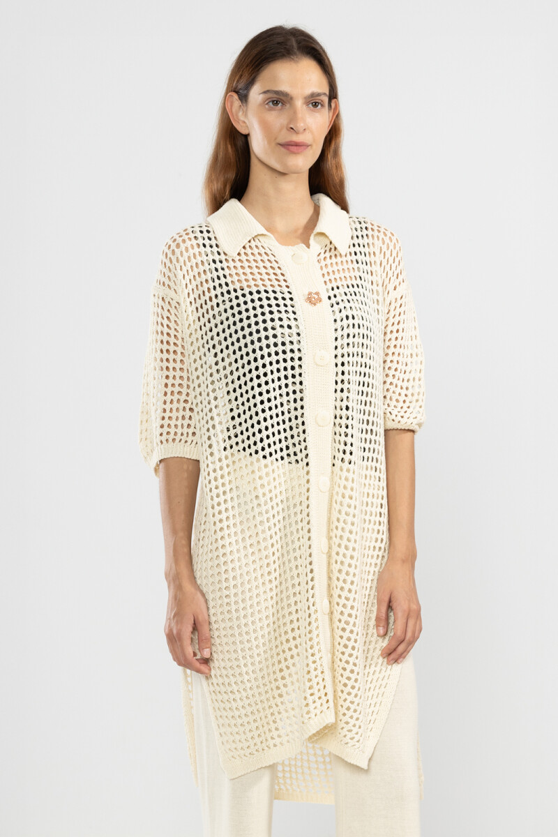 LONG KNIT SHIRT Cream