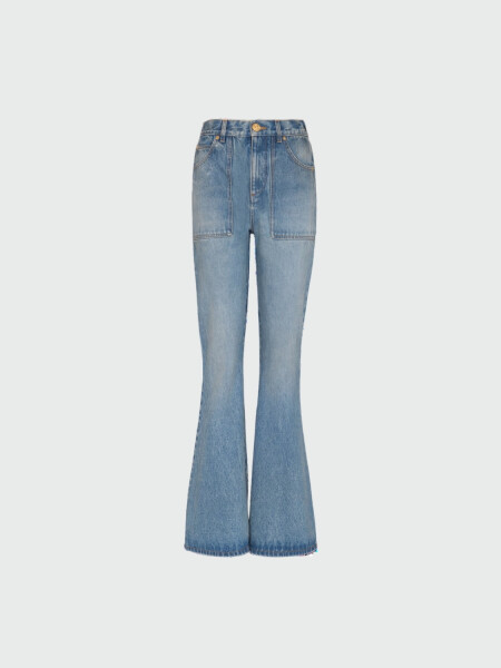 Balmain - Jeans acampanados de cintura alta Azul