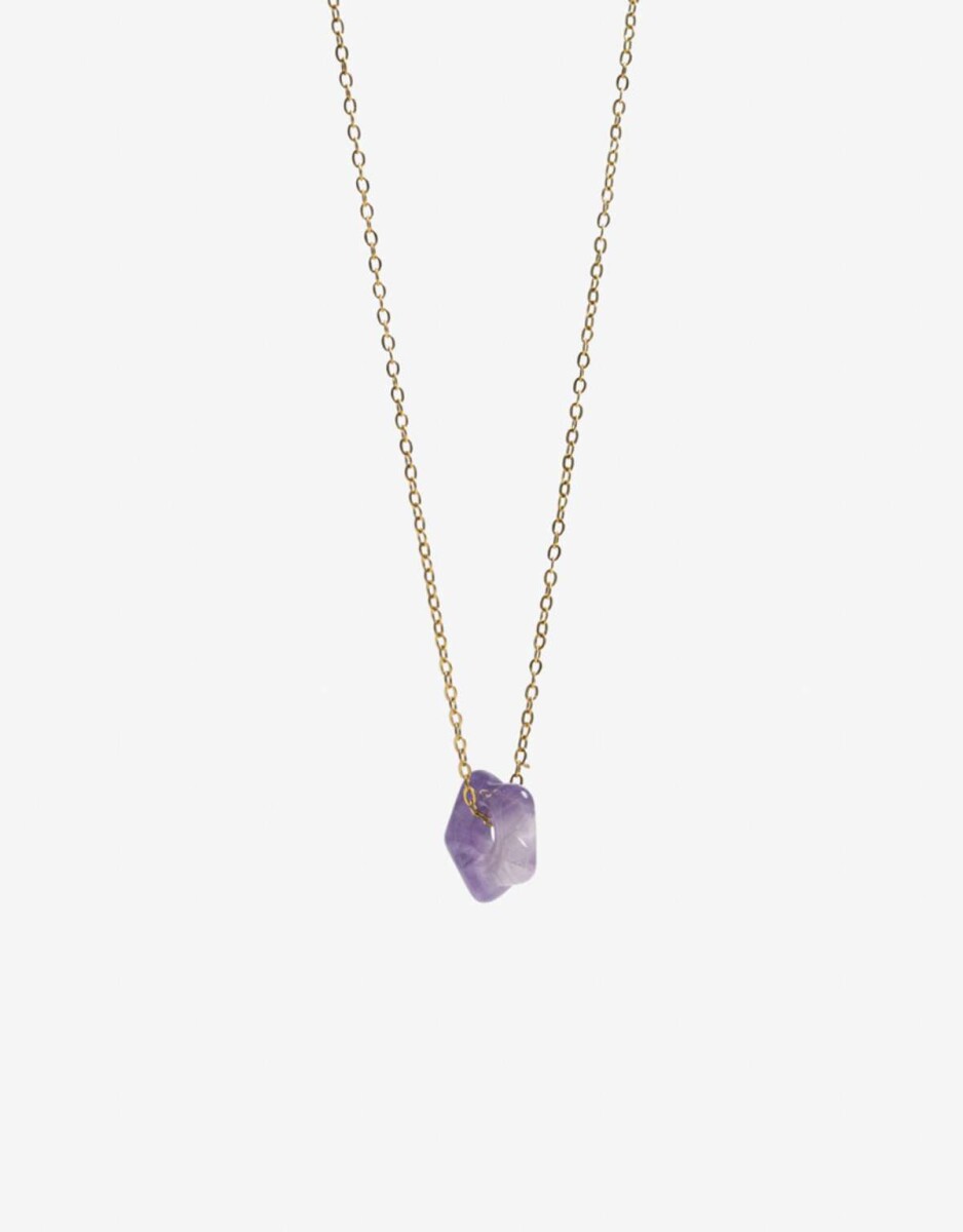 Cadena Corta con Dije Piedra - Dorado 