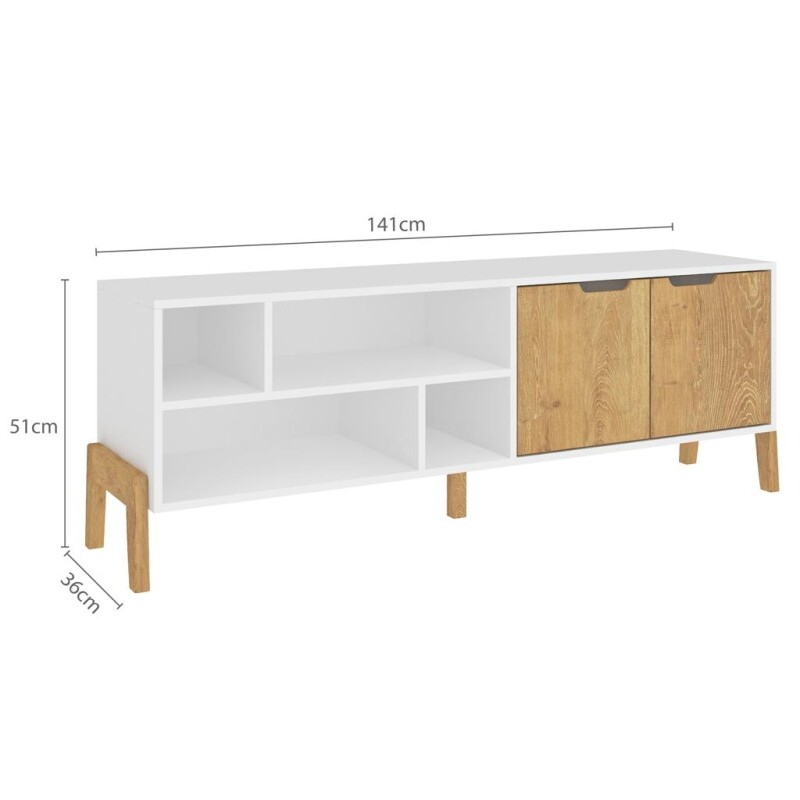 Rack mueble para televisión combinado con madera blanco wood - 1603BLANCOWOOD Rack mueble para televisión combinado con madera blanco wood - 1603BLANCOWOOD