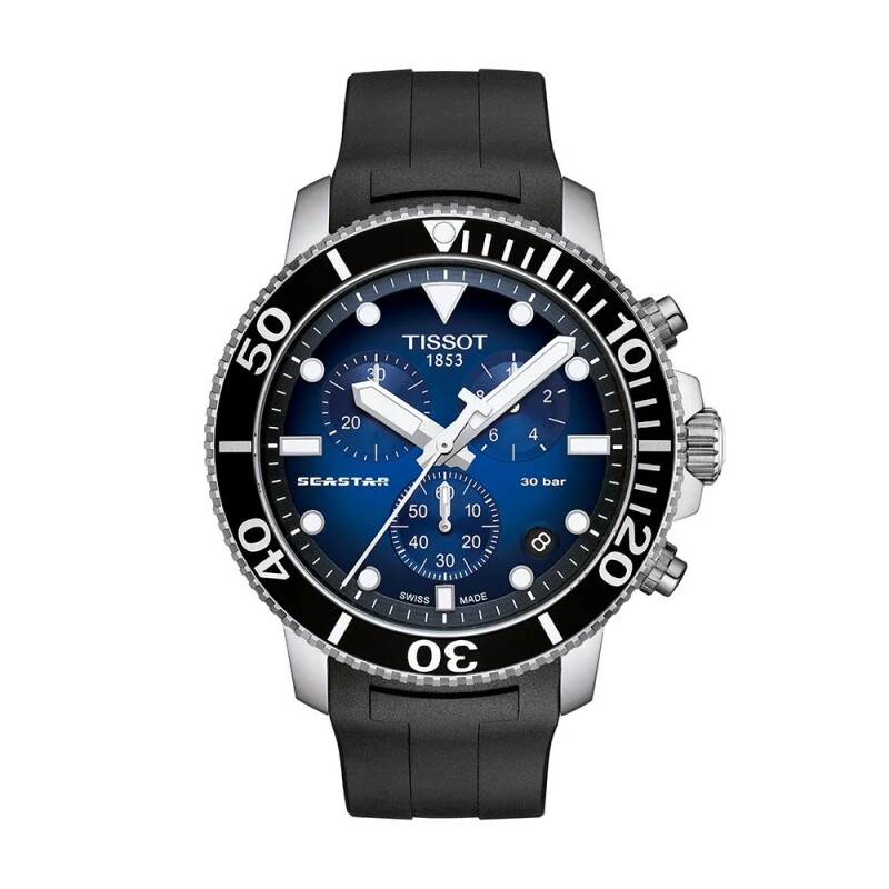Reloj Tissot Seastar 1000 Chronograph T1204171704100 correa de cuero para hombre Reloj Tissot Seastar 1000 Chronograph T1204171704100 Correa De Cuero Para Hombre