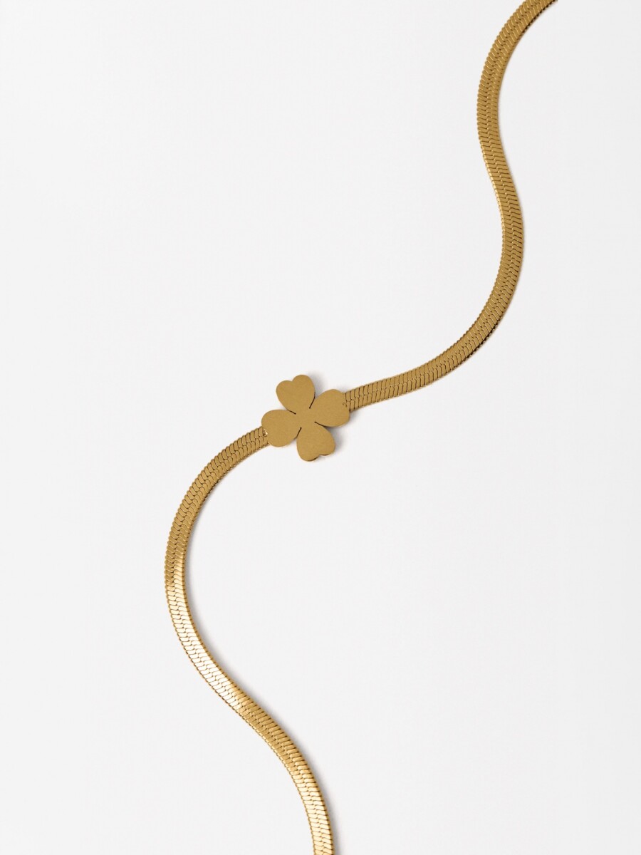 Pulsera De Acero Inoxidable Con Trébol dorado