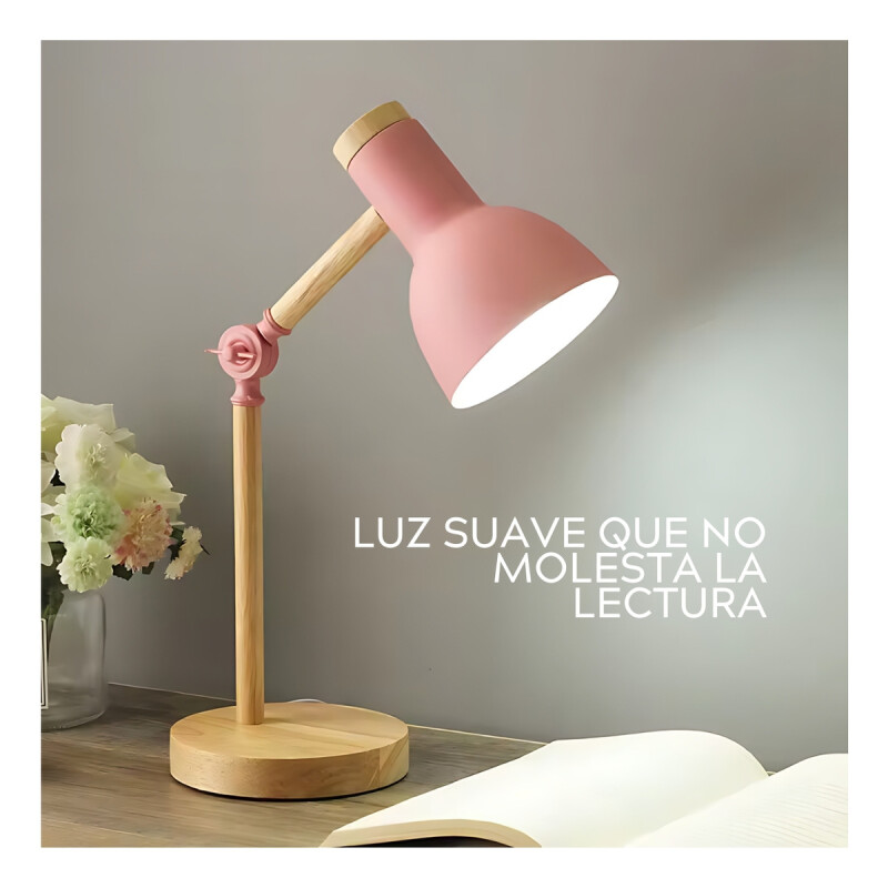 Pack X2 Lampara Escritorio Portatil Nordica Madera Y Metal Rosa