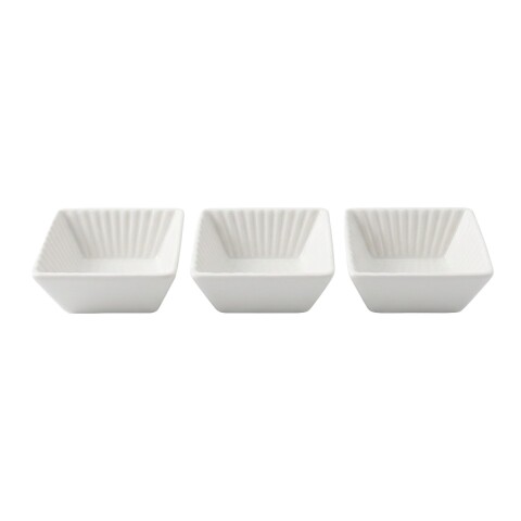 SET SALSERA CUAD CERAMICA BLANCA 10CM 3PZAS Unica