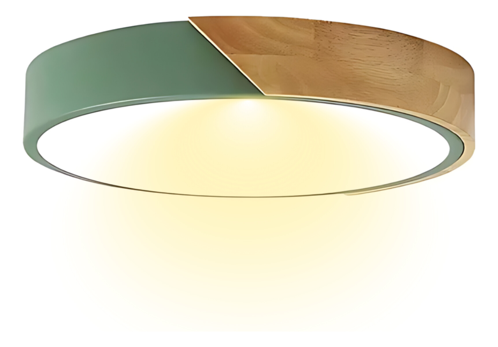 Luminaria Luz Fria Plafon Led Diám 30cm Metal Y Madera 