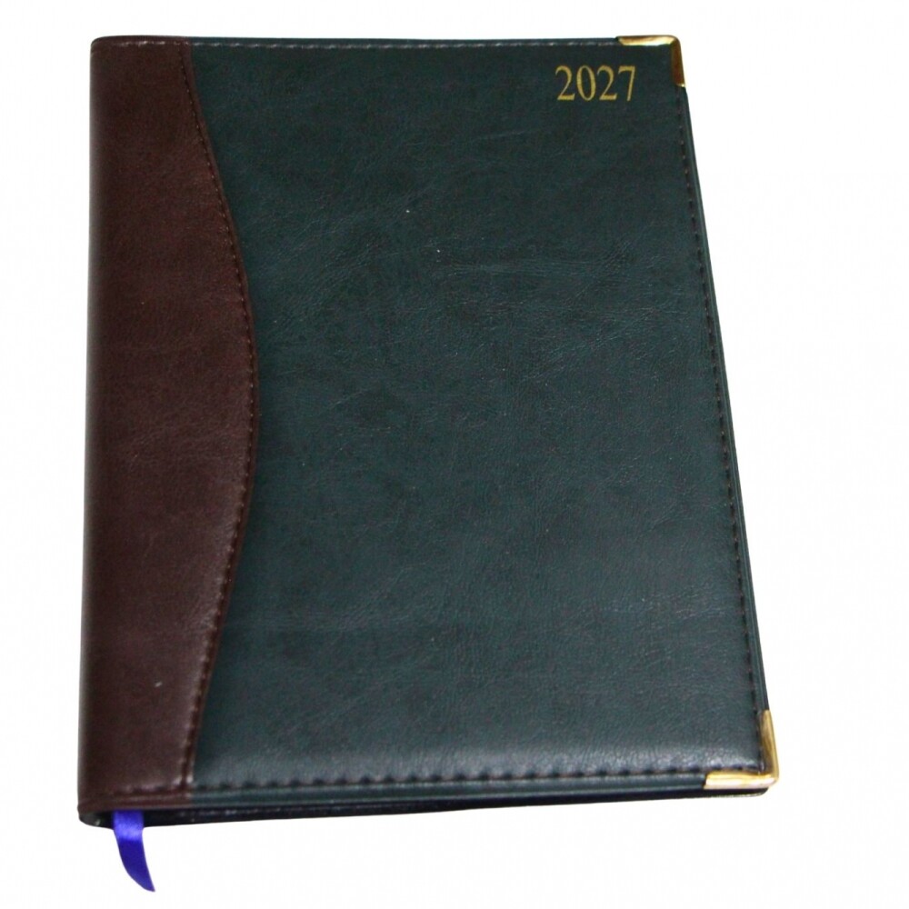 AGENDA ABEZETA 201 CLASICA DEL AÑO TAPA COSIDA SEMANA A LA VISTA TAPA MARRON Y VERDE