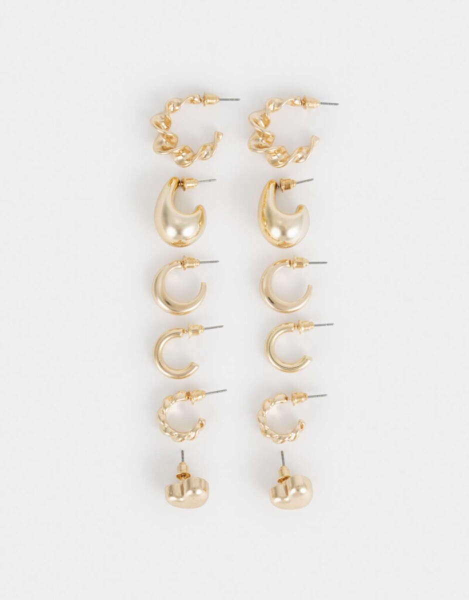 Set 6 Aros Argolla Combinados - Dorado 