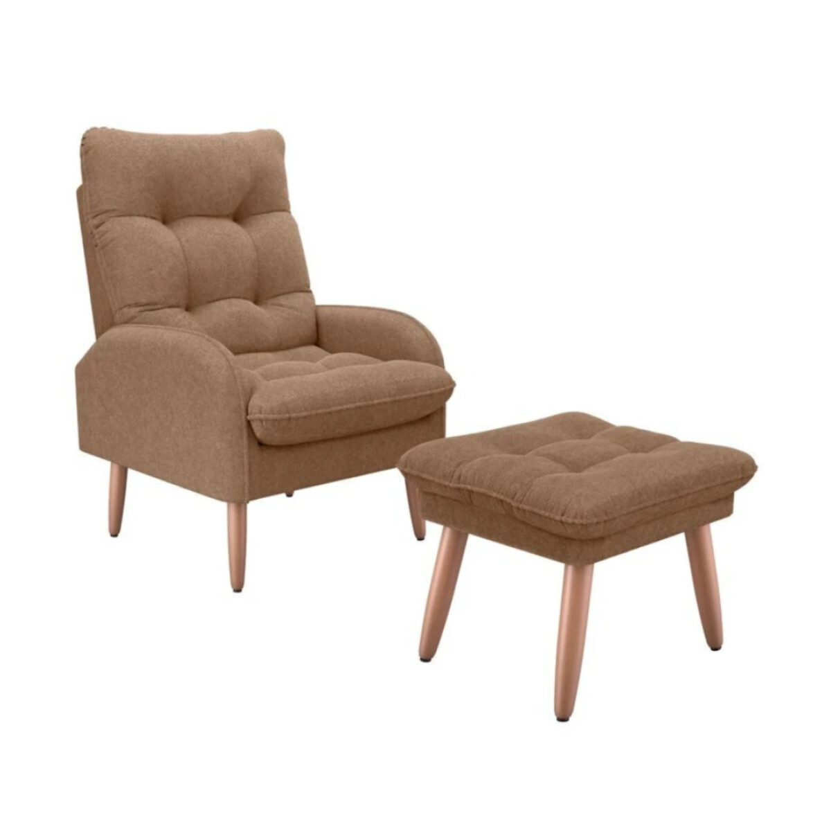 Combo Rustico Poltrona + Puff Nantes - Marron 