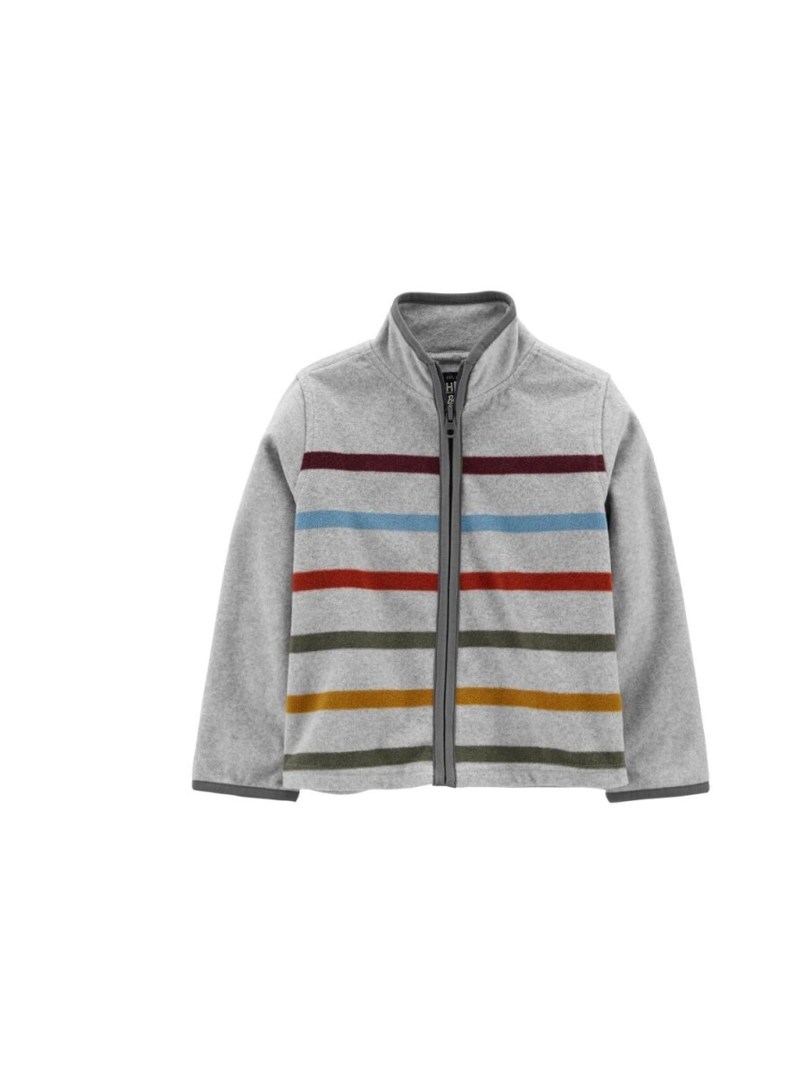 Campera Polar Oshkosh Franjas de Color - GRIS 