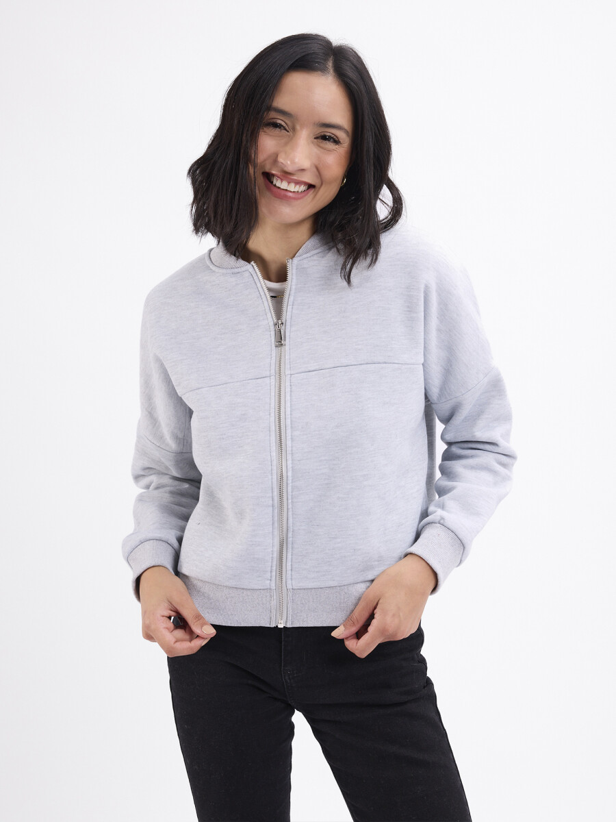 Campera felpa bomber - gris 