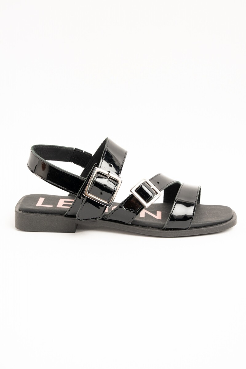 Sandalias De Doble Hebilla Negro