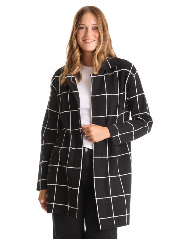 Cardigan Tejido Cuadros NEGRO/BLANCO
