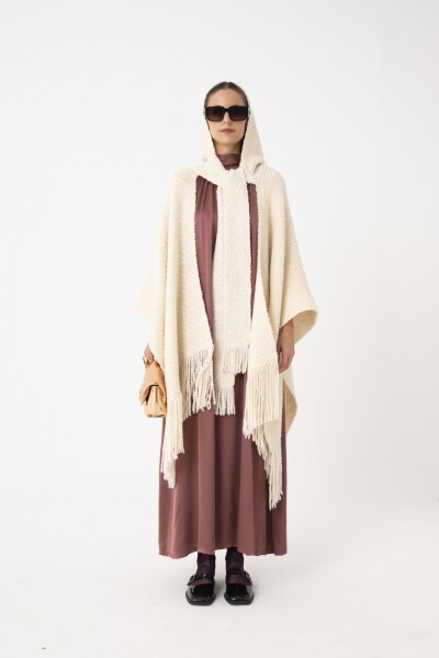 RUANA CAPUCHA Y BUFANDA Blanco