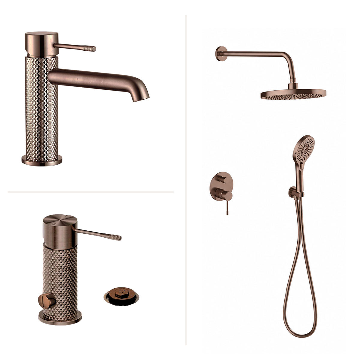 Juego De Griferia Signature Rose Gold Con Lavatorio Bajo 