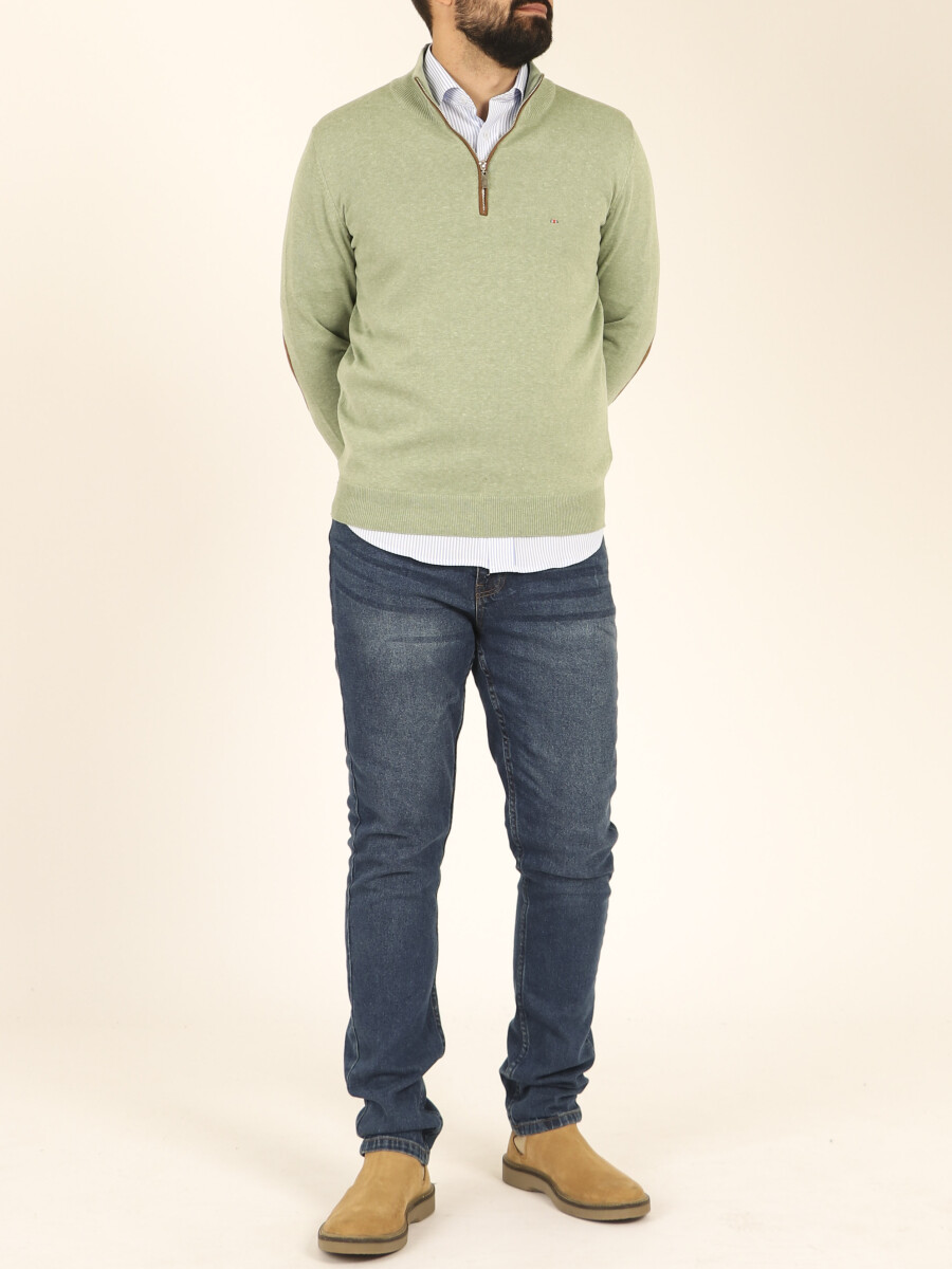 Sweater Medio Cierre Harrington Label - Verde 