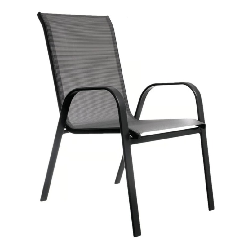 Silla De Exterior Sling De Acero Gris Jardín Terraza Silla De Exterior Sling De Acero Gris Jardín Terraza