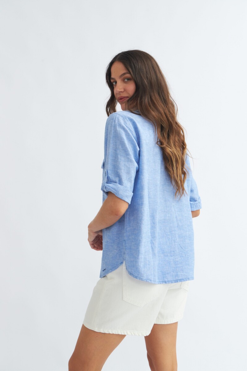 Camisa mangas 3/4 escote en V CELESTE