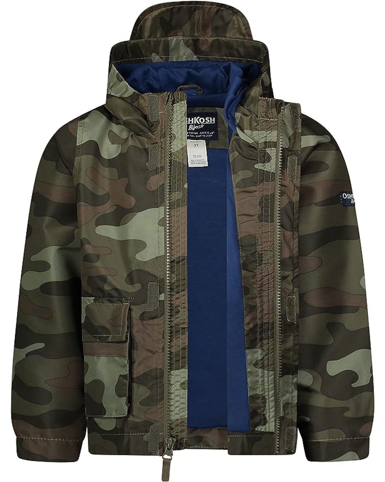 Campera resistente al agua, diseño camo. Talles 4T-7 Sin color