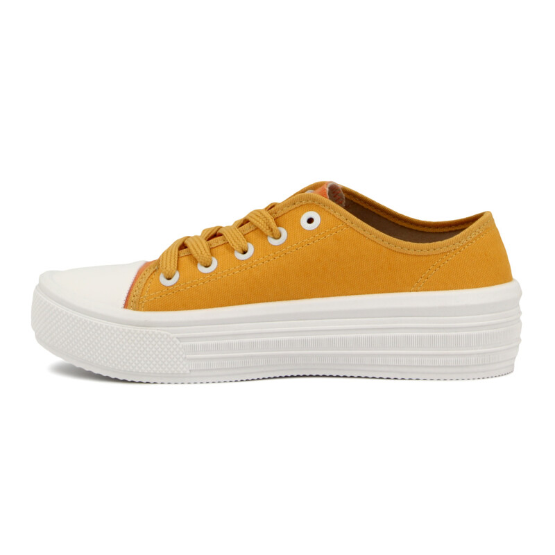 Moleca Calzado Casual Lona Acordonado Mostaza-naranja