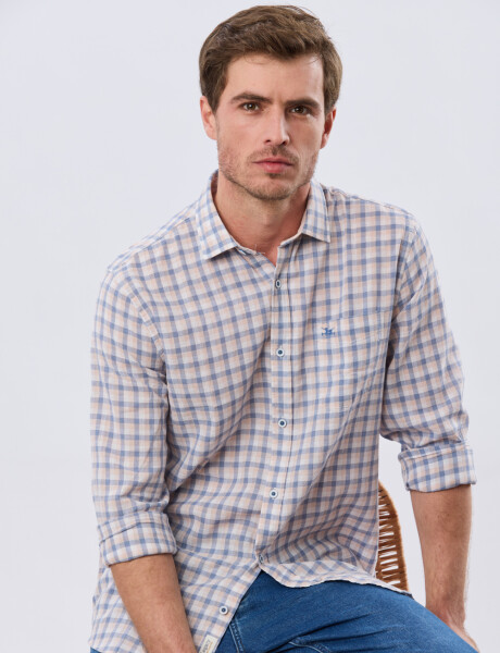 CAMISA CUADROS DE LINO Rosa
