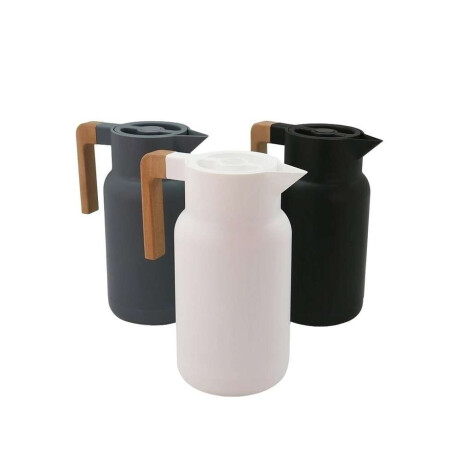 Jarra Termica Recta 1L Plastico Mango Madera Gris