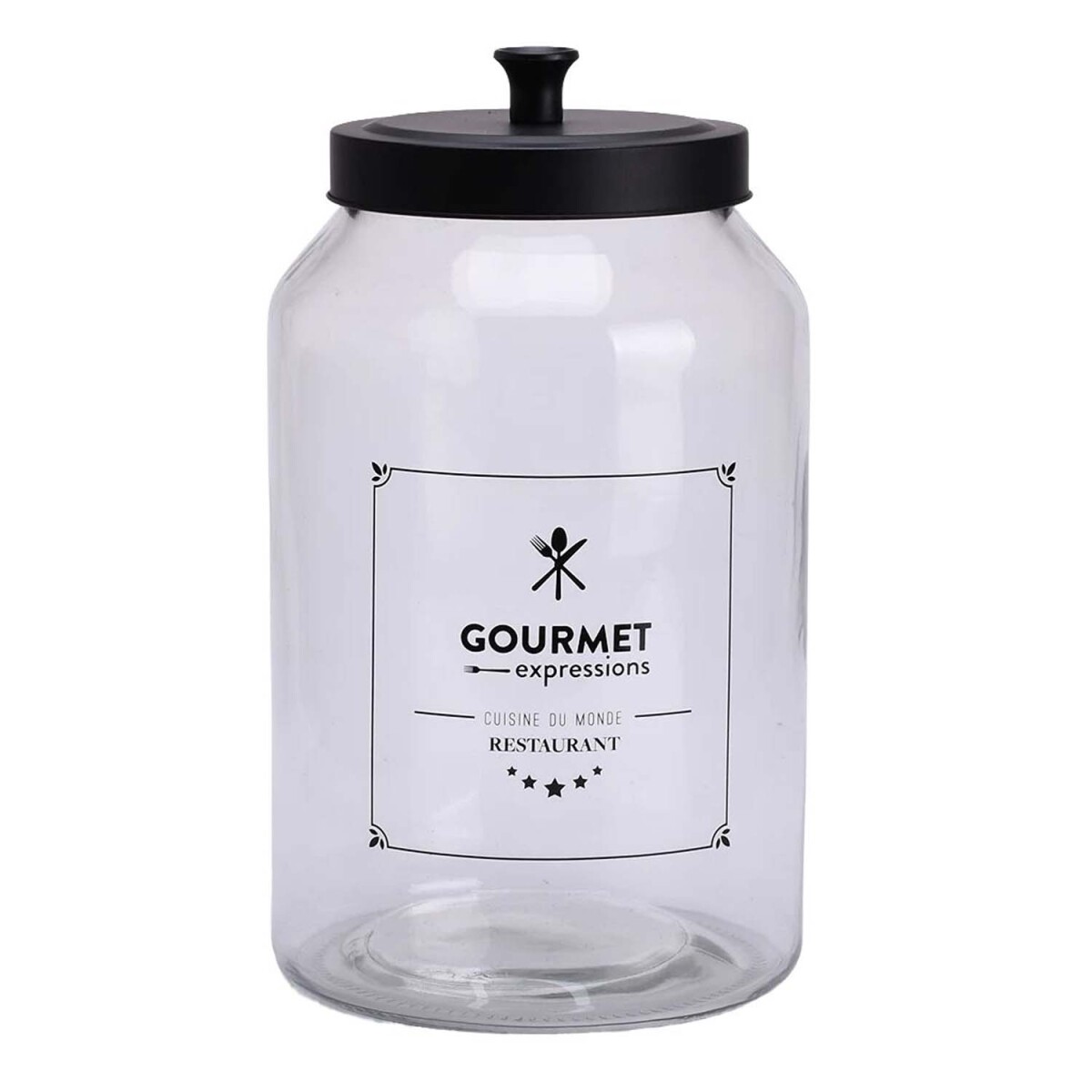 Frasco Tarro Recipiente Gourmet 4Lt Vidrio con Tapa Metálica - Transparente 