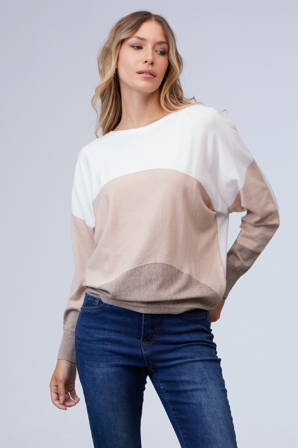 Buzo Dolman Colorblock MULTI/BEIGE