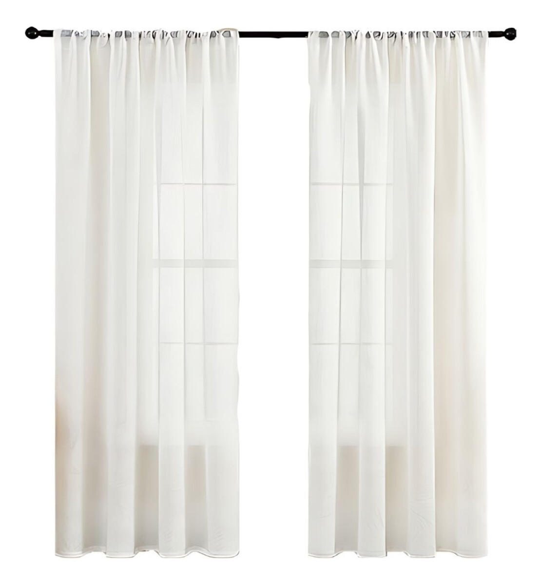 Juego De Cortinas Lino Blancas 106cm X 160cm - Blanco 