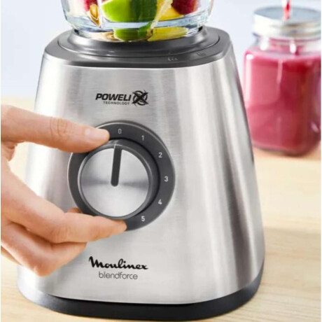 Licuadora Moulinex De Acero Inox Con Jarra Vidrio 5 Velocidades 800W Color Plateado