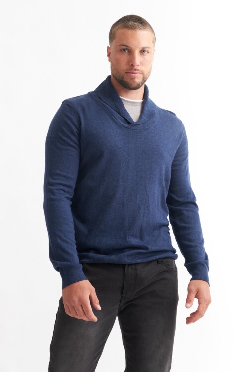 Sweater con cuello solapado AZUL MARINO