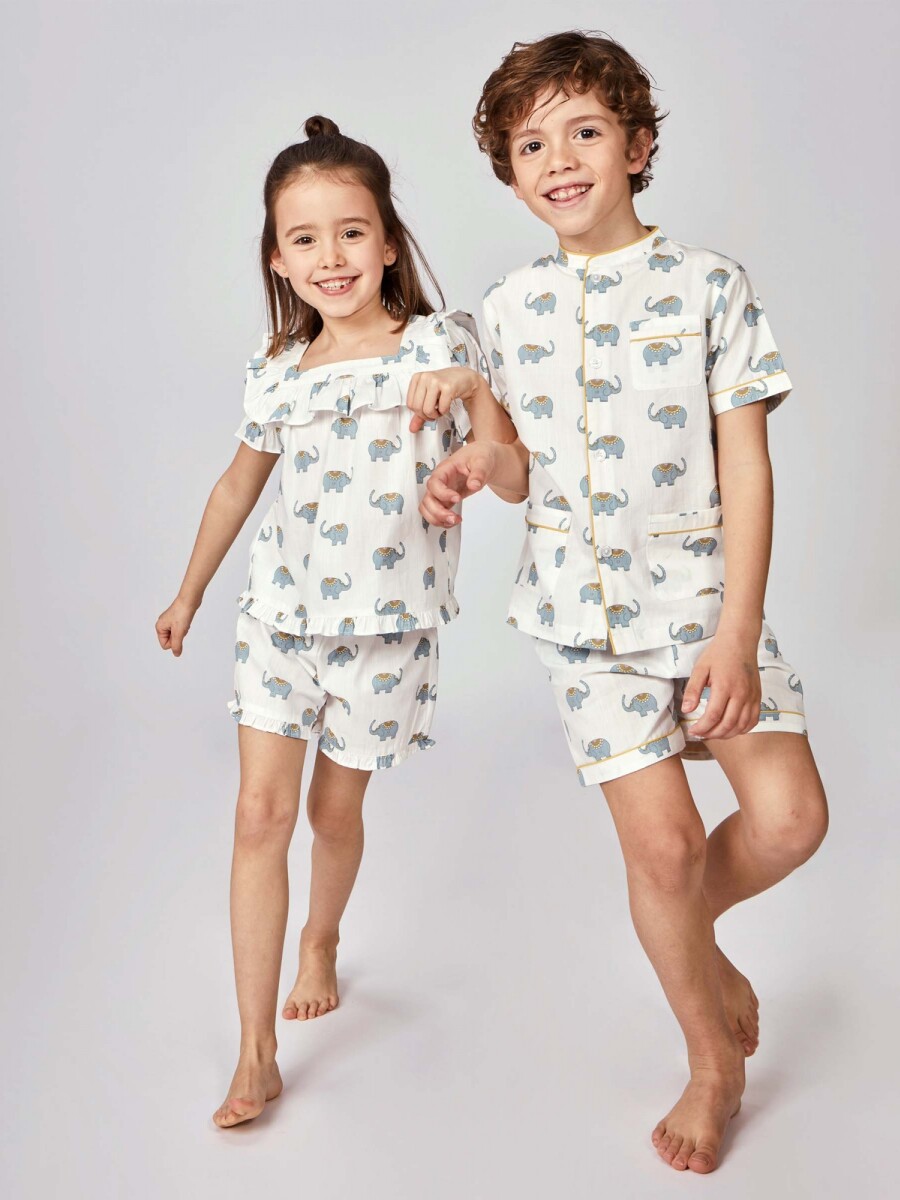 Pijama Estampado Elefantes Azul